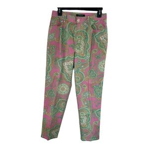 Lauren Ralph Lauren Stretch Cotton Chino Pants Paisley Sz 6 Cropped Spring N301